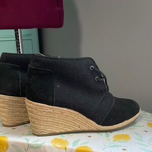 Toms Black Wedge Ankle Shoes
